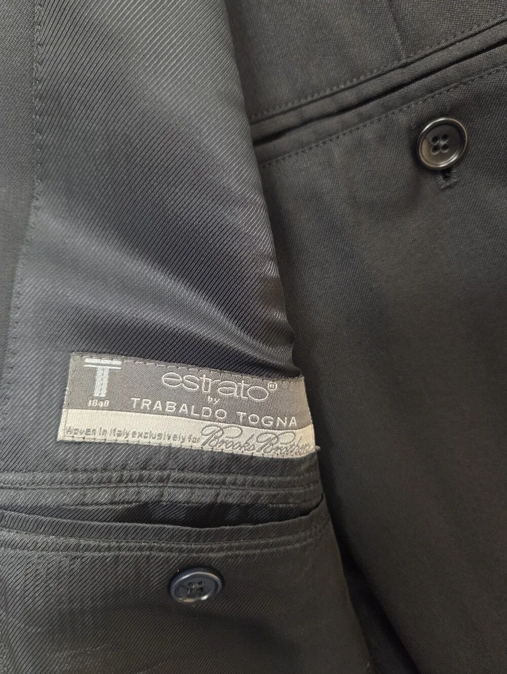Brooks Brothers 1818 Fitzgerald Suit Mens 41R 35W Black Full Canvas Wool USA